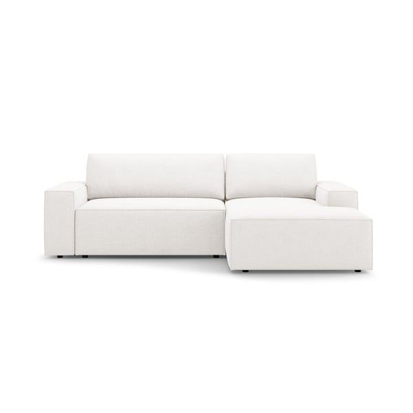 Iš boucle sulankstoma kampinė sofa baltos spalvos (su dešiniuoju kampu) Jodie – Micadoni Home