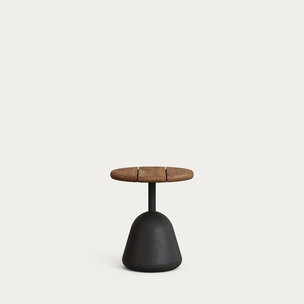 Apvalios formos sodo kavos staliukas su akacijos stalviršiu ø 43 cm Saura – Kave Home-image-1