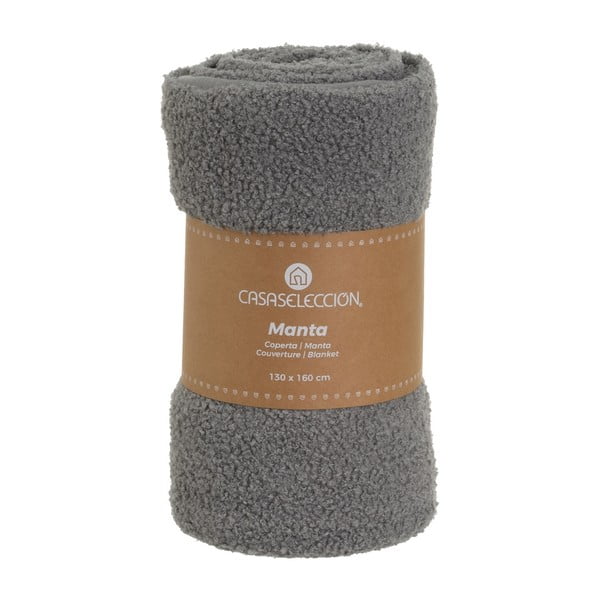 Pilkos spalvos iš sherpa vilnos antklodė ir pledas 130x160 cm Sherpa Bouclé – Casa Selección-image-4