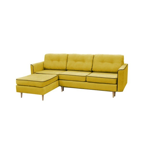 Geltonos spalvos sofa-lova su šviesiomis kojomis Mazzini Sofas Ladybird, kairysis kampas-image-3