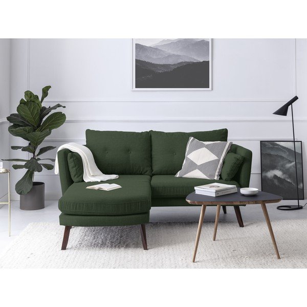 Žalia trivietė sofa "Mazzini Sofas Elena", su šezlongu kairiajame kampe-image-1