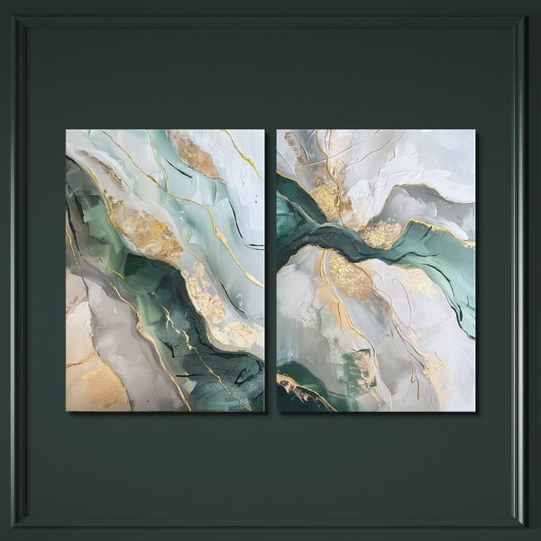Paveikslai su rankomis tapytais elementais rinkinyje 2 vnt. 50x70 cm Aventurine – Styler-image-3