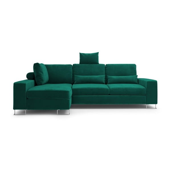 Žalia kampinė aksominė sofa-lova Windsor & Co Sofas Diane, kairysis kampas