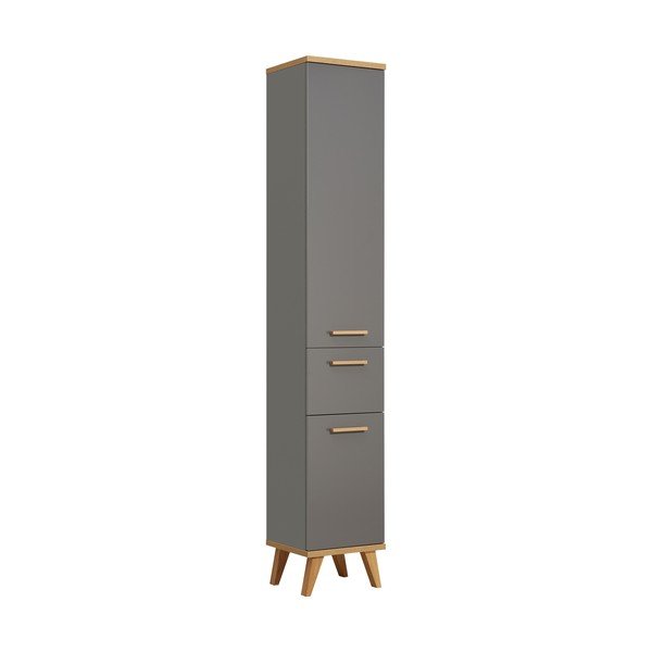 Pilkos spalvos aukšta/siaura vonios daiktadėžė iš ąžuolo 35,5x205 cm Quickset 924 – Pelipal-image-2