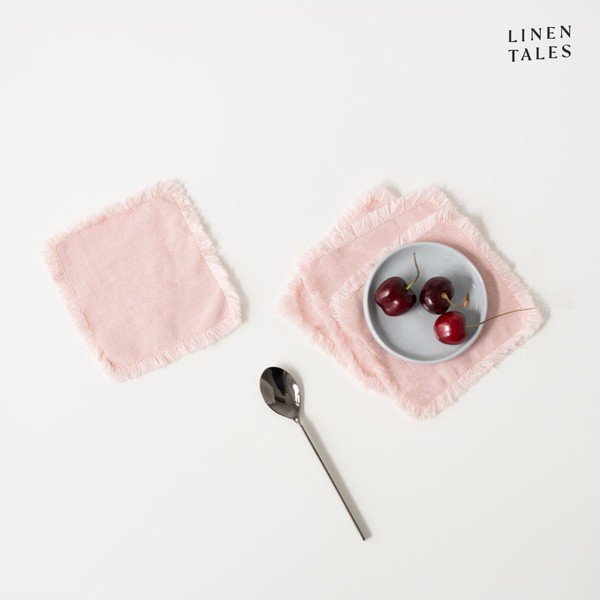Šviesiai rožinės spalvos medžiaginiai padėkliukai, 4 vnt. - Linen Tales-image-2