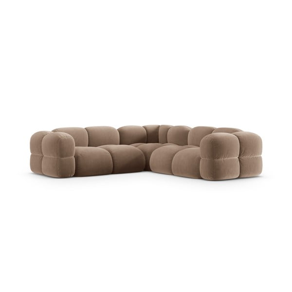 Rudos spalvos iš velveto kampinė sofa Loretto – Cosmopolitan Design-image-2