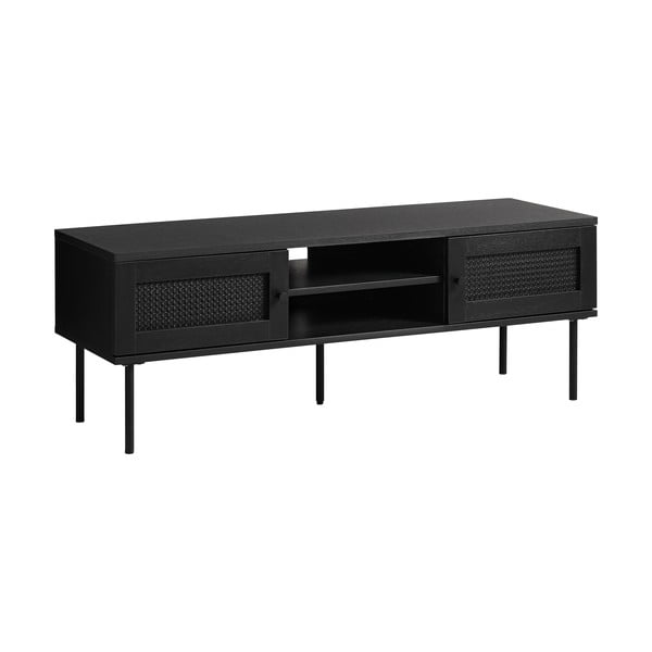 Juodos spalvos ąžuolinis TV staliukas 120x43 cm Pensacola - Unique Furniture-image-2