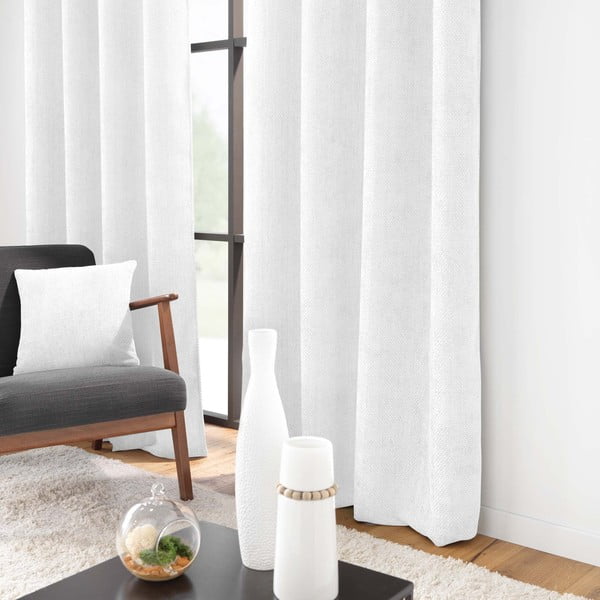 Baltos spalvos iš šenilino užuolaida 140x260 cm Leo – douceur d'intérieur-image-1