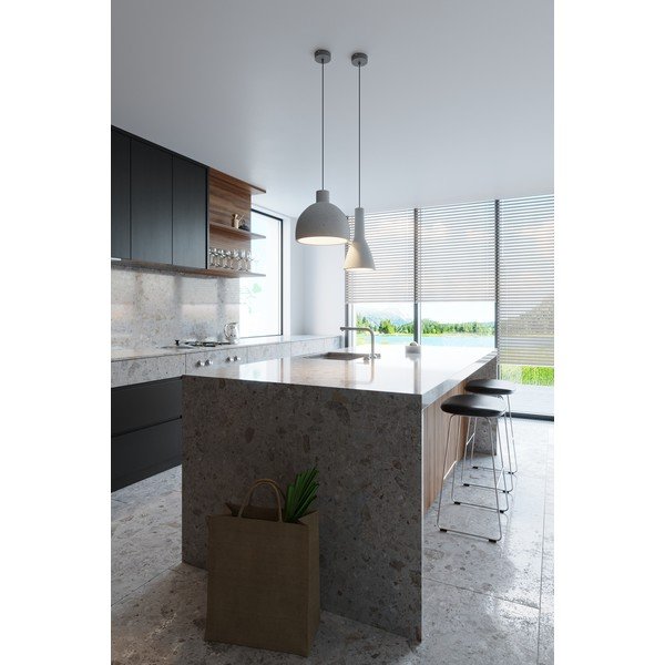 Šviesiai pilkos spalvos kabantis šviestuvas ø 17 cm su betono gaubtu Mattia – Sollux-image-3