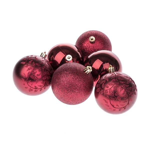 6 raudonų kalėdinių pakabinamų dekoracijų rinkinys Dakls