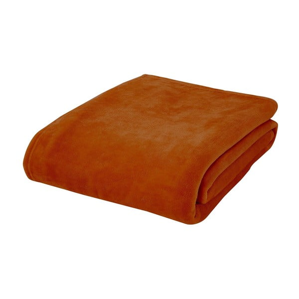 Lovatiesė oranžinės spalvos iš mikropliušo dvigulei lovai 200x240 cm Raschel – Catherine Lansfield