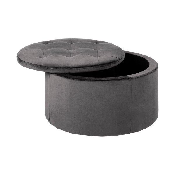 Pilkas aksominis pufas Actona Retina, ⌀ 60 cm-image-2