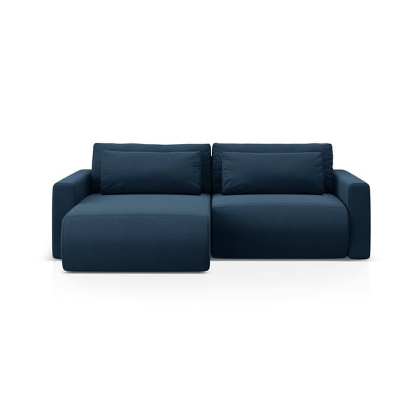 Tamsiai mėlynos spalvos iš velveto sulankstoma/su sandėliavimo vieta kampinė sofa Belfast – Cosmopolitan Design