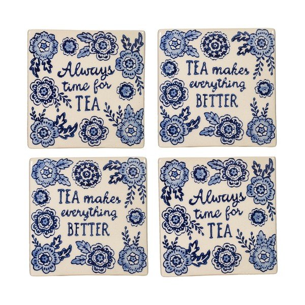 Iš keramikos padėkliukai baltos spalvos/mėlynos spalvos 4 vnt. Blue Willow – Sass & Belle