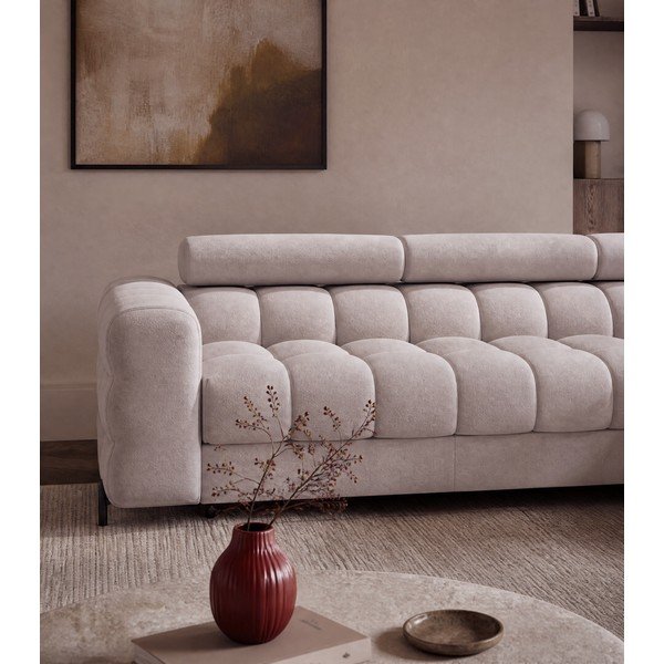 Smėlio spalvos iš velveto sulankstoma/su sandėliavimo vieta kampinė sofa (su dešiniuoju kampu/su gultu) Felro – ELTAP-image-4