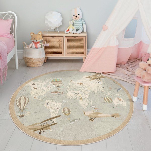 Skalbiamas vaikiškas žaidimų kilimas ø100 cm Vintage World – Mila Home-image-2