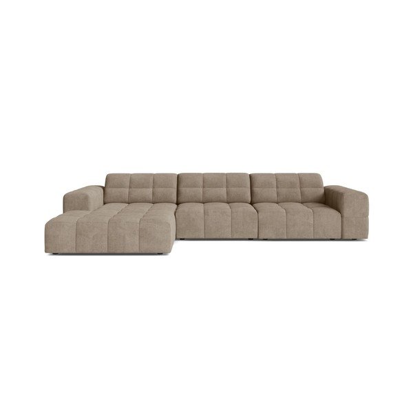 Smėlio spalvos kampinė sofa iš šenilinio audinio (su kairiuoju kampu/su gultu) Chicago – Cosmopolitan Design