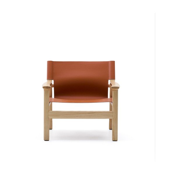 Konjako rudos spalvos krėslas iš odos Jan – Kave Home-image-2