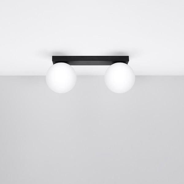 Lubinis šviestuvas juodos spalvos ø 12 cm su stiklo gaubtu Umerta – Sollux-image-3