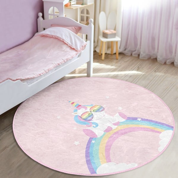 Vaikiškas kilimas rožinės spalvos ø 80 cm Comfort – Mila Home-image-4