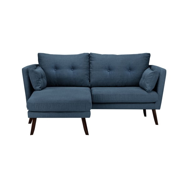Mėlyna trivietė sofa "Mazzini Sofas Elena", su šezlongu kairiajame kampe