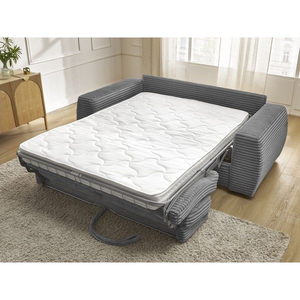 Tamsiai pilkos spalvos sofa miegojimui/sulankstoma iš kordinio velveto 240 cm Hugo – Bobochic Paris-image-1