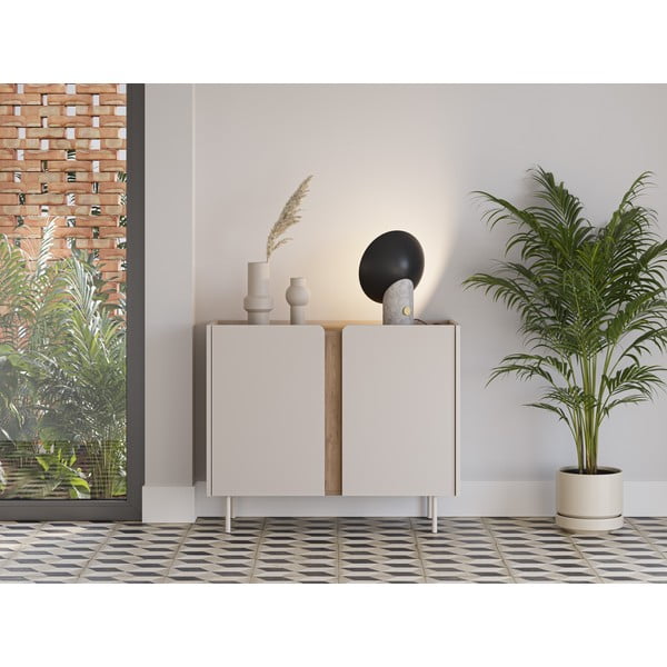 Spintelė kreminės spalvos/natūralios spalvos iš ąžuolo 100x82,5x40 cm Lucile – Marckeric-image-1