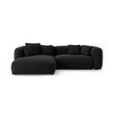 Juodos spalvos sulankstoma modulinė kampinė sofa (su kairiuoju kampu/su gultu) Martina – Micadoni 