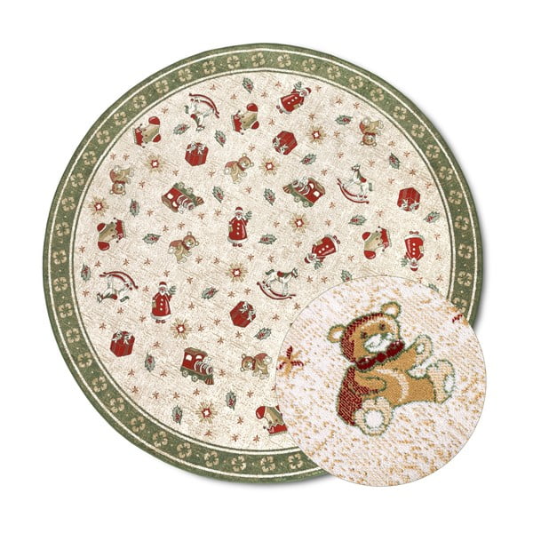 Iš medvilnės mišinio apvalios formos kilimas žalios spalvos su Kalėdų motyvu ø 160 cm Toy's Delight Green Christmas – Villeroy&Boch