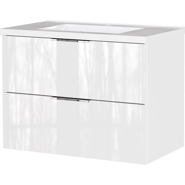 Baltos spalvos blizgus pakabinama spintelė po kriaukle 81x61 cm Celano – Germania