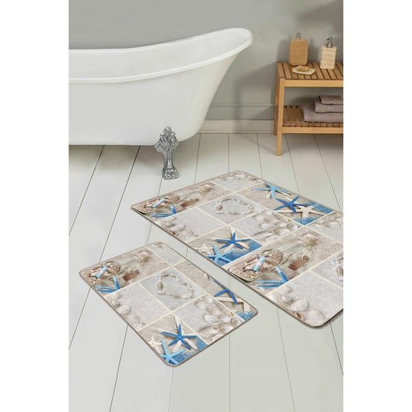 Vonios kilimėliai smėlio spalvos 2 vnt. 60x100 cm – Mila Home-image-1
