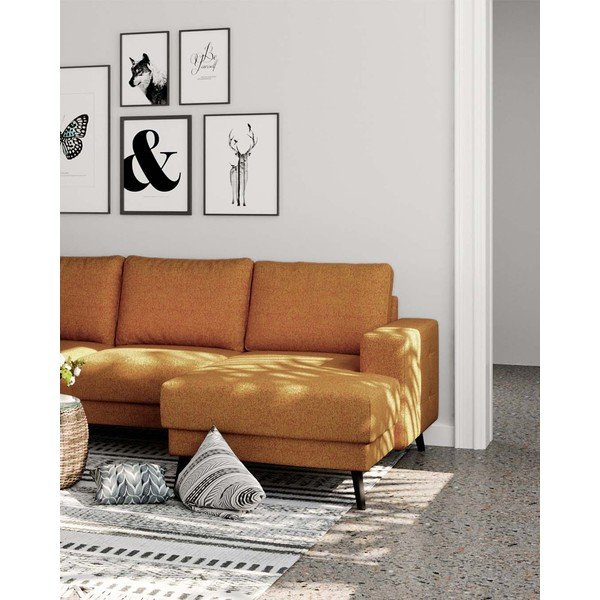 Kampinė sofa oranžinės spalvos (su kairiuoju kampu) Fynn – Ghado-image-4