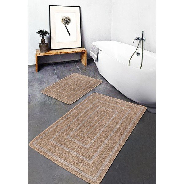 Vonios kilimėliai rudos spalvos 2 vnt. 60x100 cm – Mila Home-image-2
