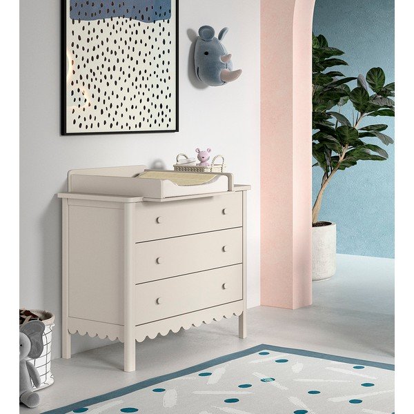 Smėlio spalvos su vystymo stalu vaikiška šoninė spintelė 89x90x55 cm Swingo – Vipack-image-1