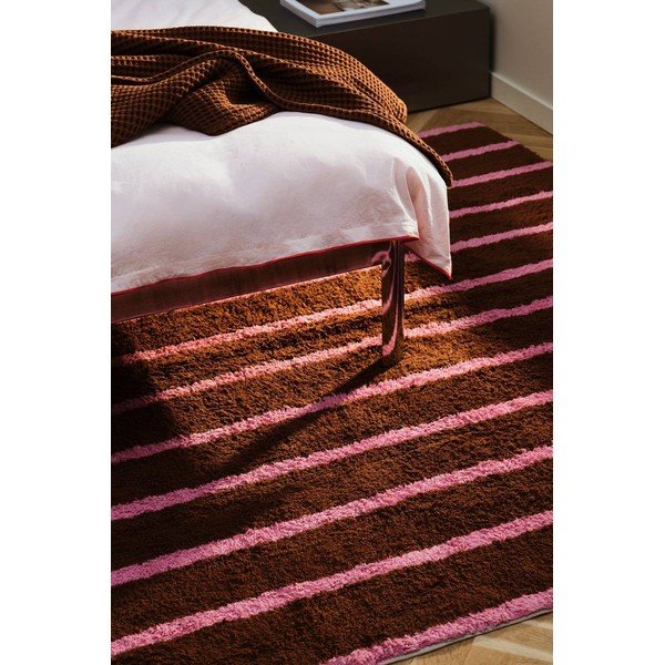 Rožinės spalvos/rudos spalvos iš medvilnės kilimas 80x250 cm Mika – Jotex-image-1