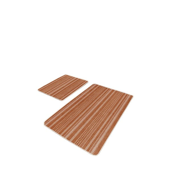 Vonios kilimėliai rudos spalvos 2 vnt. 60x100 cm – Mila Home