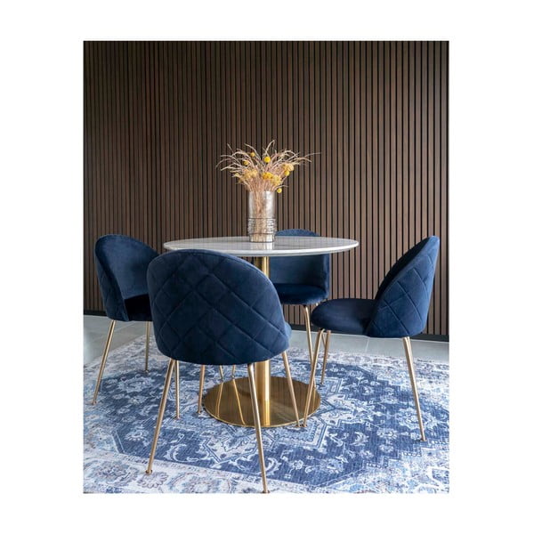 Apvalios formos valgomojo stalas su marmuro dekoro stalviršiu ø 90 cm Bolzano – House Nordic-image-2