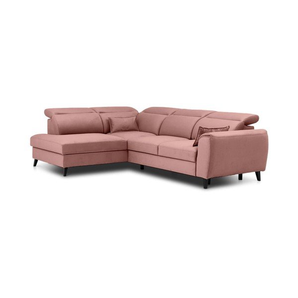 Rožinės spalvos iš velveto sulankstoma/su sandėliavimo vieta kampinė sofa (su kairiuoju kampu/„L“ formos) Noble – ELTAP-image-2