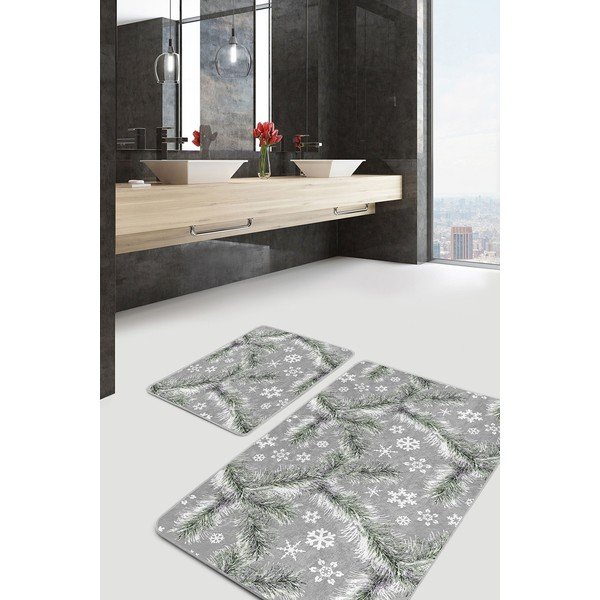 Vonios kilimėliai pilkos spalvos 2 vnt. 60x100 cm – Mila Home