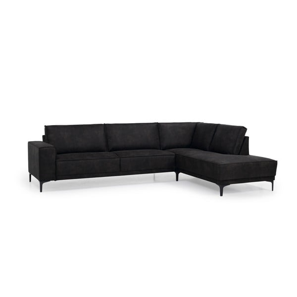 Iš dirbtinės odos kampinė sofa antracito spalvos (su dešiniuoju kampu) Copenhagen – Scandic-image-2