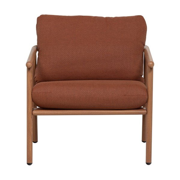 Terakotos spalvos metalinis/paminkštinto audinio sodo krėslas Cavero – WOOOD-image-2