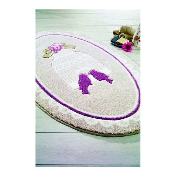 Smėlio spalvos vonios kilimėlis Confetti Bathmats Birdcage, 80 x 130 cm