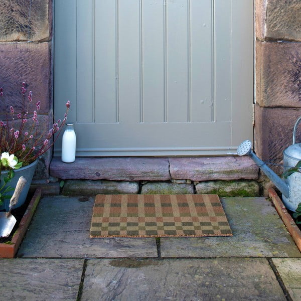 Iš kokoso pluošto grindų kilimėlis 40x60 cm Pink and Blue Check – Artsy Doormats-image-4