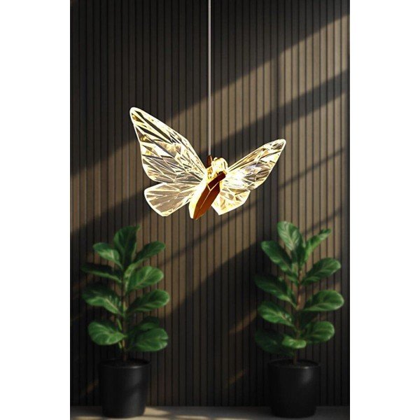 Auksinės spalvos iš metalo kabantis šviestuvas LED ø 20 cm su gaubtu iš akrilo stiklo Myrna – Opviq lights-image-2