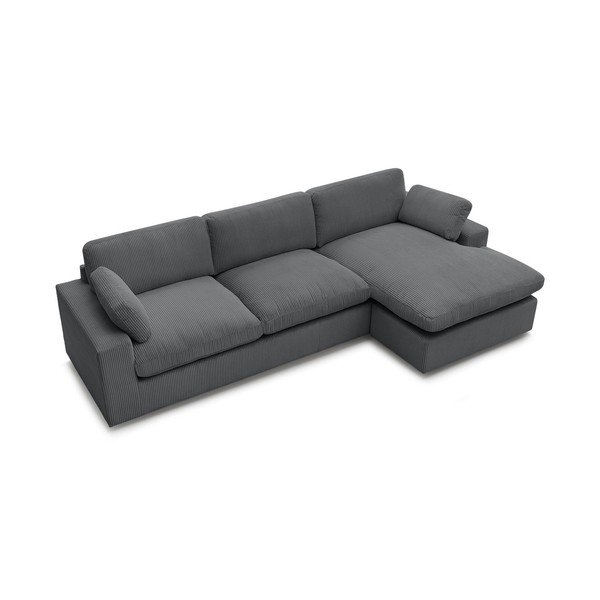 Tamsiai pilkos spalvos kampinė sofa iš kordinio velveto Belair – Bobochic Paris-image-3