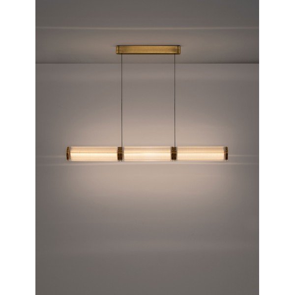 Žalvario spalvos iš plieno kabantis šviestuvas LED su pritemdymo funkcija su stiklo gaubtu Essenzo – Nova Luce-image-3