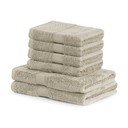 2 smėlio spalvos didelių ir 4 mažų rankšluosčių rinkinys DecoKing Bamby Beige