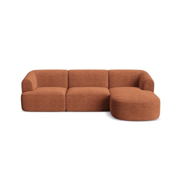 Terakotos spalvos kampinė sofa iš kordinio velveto (su dešiniuoju kampu/su gultu) Campi – Cosmopolitan Design-image-2