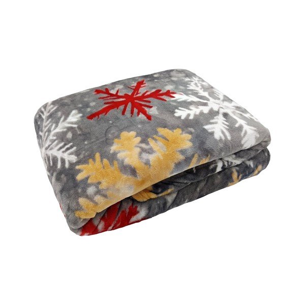 Pilkos spalvos iš mikropliušo antklodė ir pledas su Kalėdų motyvu 150x200 cm Polar Flakes – My House