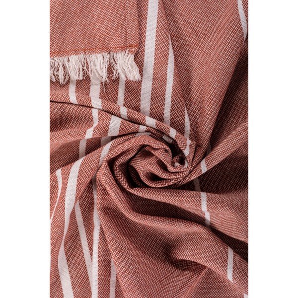 Terakotos spalvos iš medvilnės antklodė ir pledas 150x200 cm Solene – Tiseco Home Studio-image-1